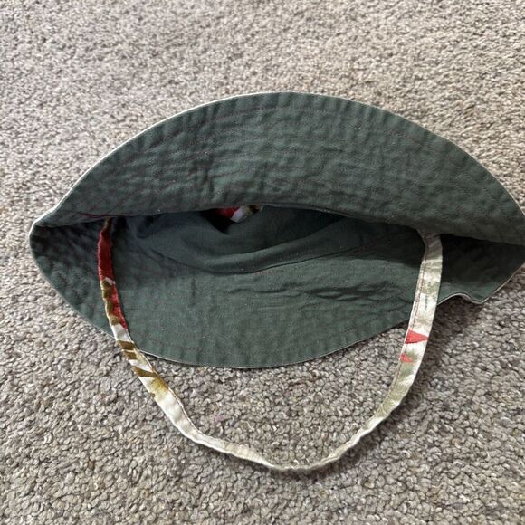 Baby Bucket Hat Cap Bonnet with Chin Strap Hawaiian Floral Aloha reversible - Picture 2 of 8